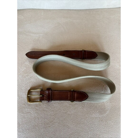 Polo Ralph Lauren Men’s Leather, Brass, and Canvas Belt, Size 38” Made In USA - Picture 3 of 13